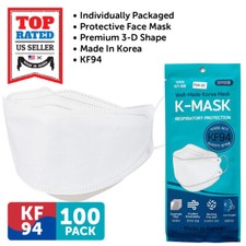 100 PCS KF94 WHITE Protective Safety Face Mask 4 Layer Adult Made in Korea picture