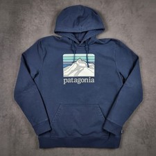 Patagonia Line Logo Ridge Uprisal Hoody Mens Large Navy Blue Graphic Pullover picture