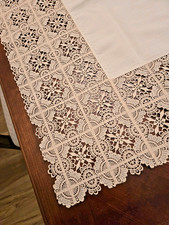 Vintage Exquisite Filigree Lace Tablecloth Genuine Plauen Lace w/tags 60