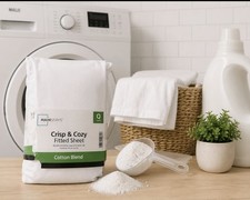  Mainstays Full Size Solid Soothing-White CVC Cotton Blend Fitted picture