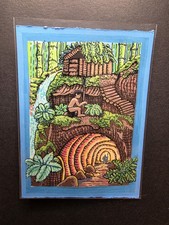 ACEO Art Card Original Bamboo Forest And The Fire Cave By Trevor Sketches 1/1 picture
