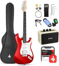 Donner DST-100R 39 Inch Full Size HSS Electric Guitar Beginner Kit Amp Bag Red picture