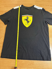 PUMA Scuderia Ferrari Men's L Black Graphic Logo Crew Neck Cotton T-Shirt picture