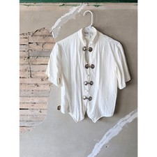 Unique, Vintage Short-Sleeve Top with Shell Clasps picture