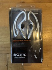 Sony MDR-J10 Clip-On Stereo Headphones White Wired Earbuds New OPEN BOX picture