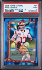 2025 Topps Chrome - Autographs Brock Purdy #BA-BP Blue Lava Refractor /150 POP 2 picture