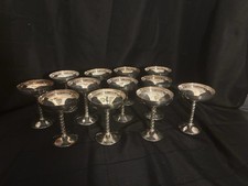 Set 12 Silver Color Twisted Stem Goblets Coupe Cups F B Roger’s silver plate VTG picture