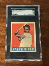 Leaf 1948-49 Ralph Kiner Rookie Base #91 Pittsburgh Pirates SGC 40 VG 3 picture