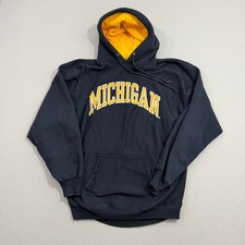 Vintage Michigan Wolverines Hoodie Men's Large Blue Yellow Sweatshirt y2k UofM picture