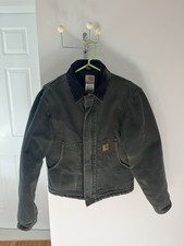 Vtg Carhartt Faded Jacket Arctic Quilt Lined Size Small J22 MOS Green picture