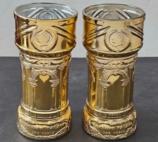 Two Vintage Caesar’s Palace Las Vegas Luminarc Gold Glass Tumblers picture