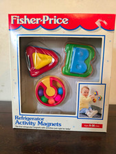 Vintage Fisher-Price Refrigerator Activity Magnets ABC Shapes Set 1995- New picture