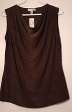 Vintage Dressbarn Chocolate Brown Sleeveless Cowl Neck Blouse NWT Size M picture