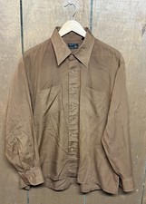 VINTAGE JC Penney Shirt Adult Size XL Brown Rockabilly Dagger Collar Mens 1970s picture