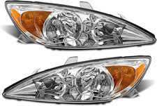 2002-2004 Toyota Camry LE XLE Headlight Assembly Pair Chrome Housing Left Right picture