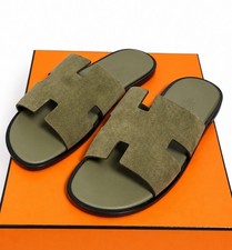 Hermes Izmir Sandal Men’s 42 Suede Goatskin Vert Foret  US 9 Slides picture