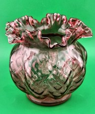 Fenton RARE ~Country Cranberry~ Diamond Optic Ruffled Melon Vase 5