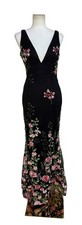 Lulus Black Floral Embroidered Mesh Maxi Dress Deep V Low Back XS picture