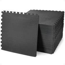BalanceFrom Fitness 144 Sq Ft Interlocking EVA Foam Exercise Mat Tiles, Black picture