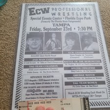 ecw wrestling flyer vintage tampa fl,sabu,wwe,wwf wcw,pro Wrestling,aew,taz picture