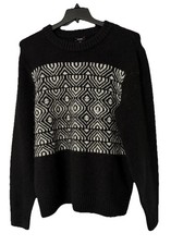 NWT Express Mens Long Sleeve Pullover Heavy Black Stretch Sweater Size Medium picture