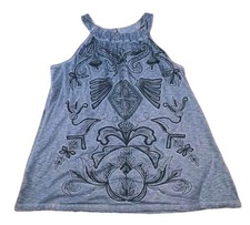 International Concepts Halter Tank Top Womens 1X Blue Embroidered Blouse INC picture