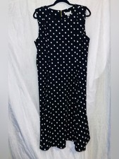 Calvin Klein Black & White Polka Dot Sleeveless Midi Dress Size 14 picture