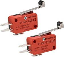 V-156-1C25 Micro Limit Switch Long Hinge Roller - 2 Pack picture
