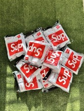 Supreme x Hanes Unisex Crew Socks Logo Cotton 4 Pairs White Red One Size picture
