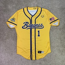 Savannah Bananas Jersey Mens M #1 Yellow Baseball Button Shirt EvoShield BBCL picture