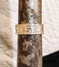 Title: Vintage Mexican .950 Fine Silver Men's Greek Key Band Ring Size10 8 Grams picture