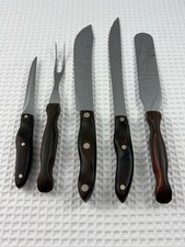 Vintage Cutco Knife 5 Pc Set ~ 1021, 1022, 1023, 1026, 1028 Brown Handles picture