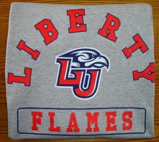 NEW Liberty University LU FLAMES short sleeve gray tshirt S Small or 2X XXL tee picture