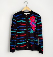Vtg Anne Crimmins Umi Collections Cardigan Small Floral Grandmacore Maximalist picture