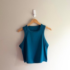 Nike One Dri-FIT cropped workout tank in bright teal blue. Size XL. picture