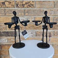 Aldi The Halloween Collection Skeleton Candelabra Matte Black Lots of 2 picture