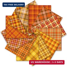 Whaline 12 Pcs Fall Cotton Fabric Bundles 10 x 10 Inch Autumn Buffalo Plaid Fabr picture