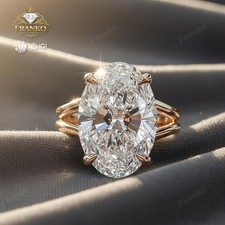 IGI 5 Ct Oval-Cut VS1 Lab Grown Diamond Hidden Halo Wedding Ring 14k Yellow Gold picture