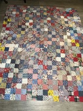 Vintage Handmade Tied Scrap Quilt Patchwork 63x72 Multicolor Farmhouse Cottage picture