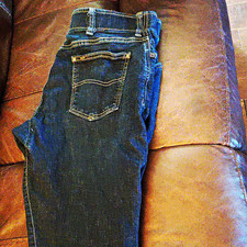 Lee Extreme Motion Men’s Dark Wash Blue Denim Jeans Straight Fit Tapered Leg picture