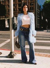 PRINCESS POLLY New Josefina Faux Fur Detail Jacket Blue All SIzes Ships Free picture