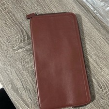 Levenger Brown Zip-Around Portfolio Organizer Document Holder Card Slots picture