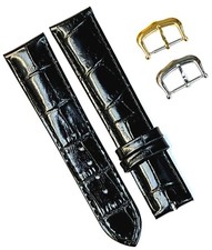 Watch Band For Cartier Tank Antique Alligator Grain Size 15x14mm Black Color picture