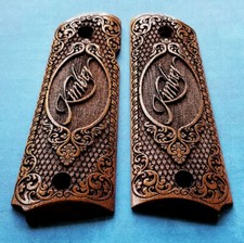1911 custom 3D engraved walnut wood grips Scroll fits Kimber beatiful picture