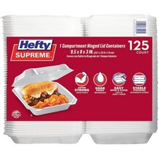 Hefty Supreme Foam Hinged Lid Container 1 Compartment 125 Ct GREAT VALUE picture