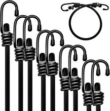 8mm HEAVY DUTY BLACK MARINE GRADE BUNGEE CORD Tarp Tie Down Strap 12-20-24-30-40 picture