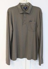 Faconnable Long Sleeve Polo Shirt Olive Green Mens L Club Fit 100% Cotton picture