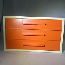 Vintage MCM Space Age Modular Plastic Stacking Orange Organizer Set Of Drawers picture