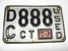 VINTAGE 1953 CONNECTICUT CONN USED DEALER LICENSE PLATE DC 888 picture