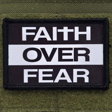 Faith Over Fear Patch Moral Tactical Religious USA Christian Hook & Loop 3x2 picture